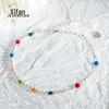 S925 Sterling Silver IU Mesmo Estilo Cor Feijão Arco-Íris Pulseira Redonda Pulseira Verão Estilo Coreano Namorada Costura Cadeia Luz Nicho de Luxo
