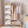 Armario Combinado Sencillo de Pie con Estantes Mínimalistas de Hierro, Plegable para Apartamentos de Alquiler y Residencias Estudiantiles, Almacenamiento Interior, Almacenamiento de Ropa a Prueba de Polvo