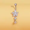 Anillo de ombligo de flor de venta caliente europea y americana, cobre incrustado de circón, acero inoxidable, clavo de ombligo perforado, joyería para piercing corporal Amazon