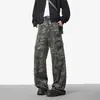 Macacão estilo americano vintage camuflado calças masculinas da moda marca high street reta distinta calças de bolso grande soltas casuais jovens