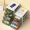 Caja de almacenamiento transparente tipo cajón, gabinete de almacenamiento de plástico para estudiantes, caja de almacenamiento de cosméticos para escritorio de oficina, papelería variada