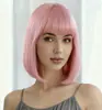 Peluca Corta Recta Bob para Mujer con Flequillo de Aire, Peluca Sintética Completa de 30 cm, Enmarca el Rostro, 11 Colores Disponibles, Peluca con Gorra Ajustable de Hebilla de 180 g para Uso Diario, Cosplay, Fiesta, Dropshipping