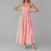 Novedades Otoño 2026 Ropa de Mujer Transfronteriza Vestidos Europeos y Americanos Elegantes de Color Sólido Un Hombro sin Tirantes Volante Falda Larga