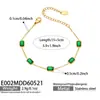 Pulseira Minimalista Europeia e Americana de Design de Nicho com Zircônia Esmeralda Incrustada, Quadrado Dourado, Material de Aço Inoxidável