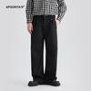 Pantalones Casuales Rojos para Hombre APO Ropa de Hombre Otoño e Invierno Sentido de Alta Gama Sueltos Rectos Moda Coreana Pantalones Semi-elásticos