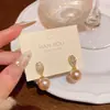 Pendientes de Perla Franceses Retro de Lujo Ligero de Nicho de Gama Alta para Mujer, Modernos y Versátiles, Pendientes Incrustados de Diamantes, Pendientes al por Mayor