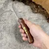 Cuchillo Plegable para Fruta Forjado en Damasco Afilado Alta Dureza Cuchillo Portátil para Supervivencia al Aire Libre