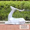 Ornamentos de Veado Sika Abstratos Escultura Externa em Fibra de Vidro Paisagem de Jardim Bloco de Pátio de Jardim Veado Geométrico Multifacetado