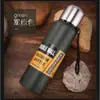 Termo para taza con tapa de acero inoxidable, gran capacidad, doble capa de acero inoxidable 304, termo de vacío portátil para deportes y uso al aire libre, con grabado