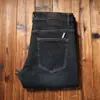 Jeans Masculino Reto Solto Elástico Lavado Lixado de Lã de Ovelha Misturada com Fleece Espesso de Alta Qualidade para Outono e Inverno de 2024