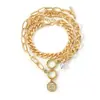 Conjunto de Pulseiras de Metal Mais Vendido da Amazon Europeu e Americano Transfronteiriço Personalizado Pulseira de Corrente Grossa Pulseira Aberta Multicamadas Brilhante