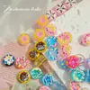 Donas Redondas de Colores Goteando Aceite Cuentas de Vidrio Pulsera Hecha a Mano DIY Cadena para Teléfono Móvil Material Accesorios de Joyería