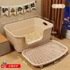 Caixa de Areia para Gatos Extra Grande Anti-Respingo Semi-Fechada Vaso Sanitário para Gatos Aberta Caixa de Areia para Gatos Extra Grande Suprimentos para Gatos