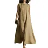 Estación Primavera/Verano 2026 Estación Independiente de Amazon Nuevo Vestido Casual Simple de Estilo Europeo y Americano para Mujer sin Mangas con Bolsillos