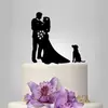 Sr. e Sra. acrílico e filhote de cachorro topo de bolo de casamento padrão oco requintado decoração de bolo topo de bolo