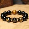 Pulseira Obsidiana Natural Doze Zodíacos Santo Padroeiro para Homens e Mulheres, Ano do Zodíaco, Boi, Tigre, Pulseira de Contas de Buda, Joia para Casal