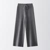 Otoño e invierno 2023 nuevos pantalones anchos de cachemira para mujer, pantalones rectos con cordón de cintura alta, pantalones anchos de punto de cachemira