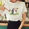 Camiseta de verão 2025 com estampa de ouriço de desenho animado, estampa feminina, moda urbana Harajuku, camiseta feminina