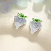 Brincos de Morango Frescos com Gradiente Estilo Coreano para Mulheres Brincos de Nicho com Gelo Triturado Microembutidos Brincos Elegantes da Moda que Reduzem a Idade