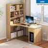 Escritorio de esquina con estantería, escritorio de computadora en forma de L para el hogar, escritorio de estudio para estudiantes, combinación de estantería para dormitorio