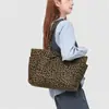 Bolsa de Lona Grande de Lona con Estampado de Leopardo Retro para Mujer 2026 Estilo Coreano Ins Bolsa Tote de Compras Bolso Cruzado de Hombro Informal