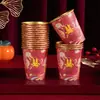 Copos de Papel para Banquete de Casamento e Noivado Atacado Copos Descartáveis para Casamento Copos Espessos para Casamento com Palavras Felizes Copos de Chá para Casamento Suprimentos para Casamento