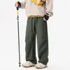 Calça de trabalho moderna estilo americano para homens plus size, adequada para primavera e outono, casual, de corte solto, perna reta, versátil e pantalona longa para looks casuais e esportivos