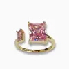 Anillo Abierto Cuadrado de Diamante Transfronterizo Europeo y Americano para Mujer, Exquisito y Moderno, Versátil, Gama Alta, Anillo para Dedo Índice Súper Brillante Accesorios al por Mayor