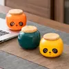 Lata de Té Panda Lata de Té Cerámica Lata Pequeña Caja de Empaque para Té Negro Té Verde Sellada a Prueba de Humedad Lata de Almacenamiento Portátil para el Hogar