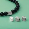 Nuevas Cuentas Espaciadoras Cuadradas Geométricas de Plata Hechas a Mano Estilo Retro Línea de Plata de Ley S925 Pulsera con Cuentas DIY Collar Accesorios de Plata