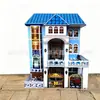 Villa grande con balcón, villa pequeña de estilo europeo, casa pequeña de estilo occidental, suministros para maquetas de papel, villa grande, pabellón, torre, edificio