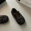 Zapatos Peludos Dulces con Lazo Estilo Coreano para Mujer Otoño/Invierno 2026 Uso Exterior Suela Suave Calidez Plus Terciopelo Gorros de Doble Botón Zapatos de Algodón
