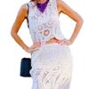 2023 Amazon AliExpress Saia Curta de Lã Feminina Moda Verão Elegante Crochê Ponto Assimétrico