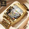 Moda Barril Engranaje de Motocicleta Tira Reloj Hueco Tourbillon Reloj de Cuero para Hombre Personalizado Impermeable Luminoso Transfronterizo