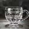 Juego de Tazas de Té de Cristal para Uso Doméstico, Taza Transparente Resistente al Calor para Beber Agua, Taza de Té con Flor y Asa, Estilo Europeo