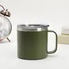 Taza de 12 oz transfronteriza interior y exterior acero inoxidable 304 doble aislamiento al vacío taza con asa americana taza de oficina