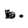 Comercio Exterior Transfronterizo Venta Caliente Broche de Gato Negro y Planta Insignia de Dibujos Animados para Estudiantes Corsage Accesorios de Decoración para Mochilas Pin