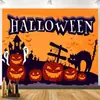 Decoración de Halloween Tela Colgante Esqueleto de Terror Zombi Calabaza Castillo Tela de Fondo para Fotografía Tienda Decoración Banner Tela Colgante