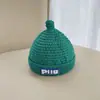 Chapéu de Tricô com Prendedor de Chupeta para Bebê Outono e Inverno Chapéu Protetor Versátil para Meninos e Meninas Estilo Coreano Universal Tendência Chapéu Letra de Bebê Pele de Melão