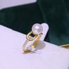 Acessórios diy S925 prata esterlina novo simples pérola jade anel vazio suporte cera de abelha mão anel suporte material