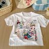 Tamanho Rolo 25 Verão Infantil Algodão Fino Desenho Animado Manga Curta Camiseta Meninos e Meninas Bebê Gola Redonda Top Algodão Fofo