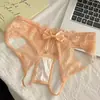 Venda Direta de Fábrica Bestseller Transfronteiriço Calcinhas Femininas Sexy de Renda com Laço Cintura Baixa Malha Vazada Tanga Spicy Girl