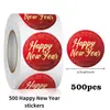 500 Adesivos/Rolo Adesivos de Ano Novo Chinês Feliz Adesivos Selo para Cartões de Cumprimentos Adesivos Decorativos Festivos para Festa e Caixa de Presente