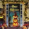 Bestseller Amazon transfronteiriço: Cortina de porta de Halloween com estampas de abóbora, caveira e morcego em alta definição, um penduricalho decorativo festivo para porta