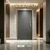 Puerta de entrada de aleación de aluminio gris de alta calidad, diseño minimalista moderno, duradera y robusta, puerta de seguridad interior, venta al por mayor para proyectos de construcción