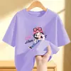 2527 # Camiseta de Manga Curta para Meninas Verão Fina 2025 Nova Média e Grande Crianças Algodão Puro Manga Meia Manga Tops de Verão para Meninas