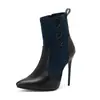 Botas de Caballero y Botines Caña Corta Nuevos 482024 Botas Calle Comercio Exterior Costura 40 Puntiagudo Tacón Alto Talla Grande Botas Negro