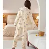 Pijama Floral Casual Talla Grande, Trajes Delgados de Manga Larga para Primavera y Otoño, Ropa de Casa Cómoda Estilo Japonés para Madres de Mediana Edad que se Puede Usar Afuera