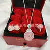 Colgante de Calcedonia Rosa Hielo Incrustado Plateado con Colgante de Buda de Ágata Verde y Aretes, Regalo Navideño de Jade
