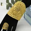 Apertura Conjunto de Anillos de Pulsera de Cobre Dubai Hueco Tallado Chapado en Oro Joyería Novia Shale Joyería de Oro Venta Directa de Fábrica